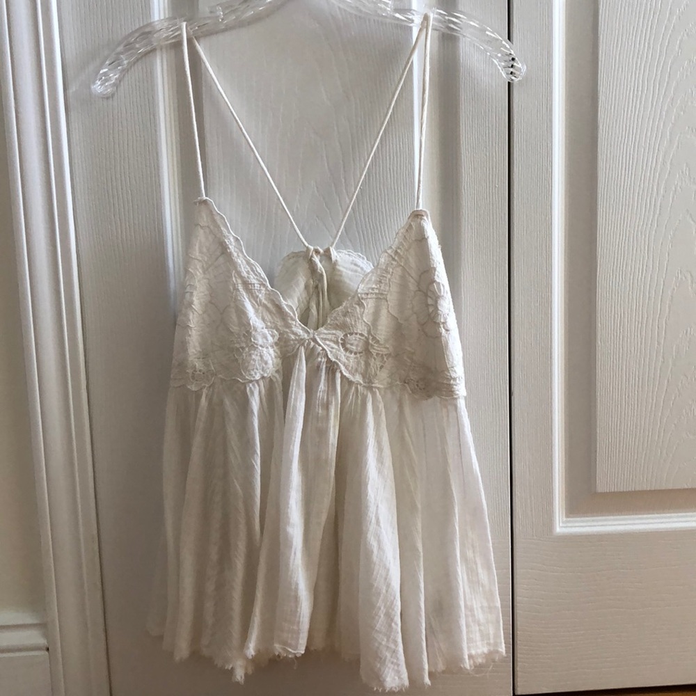Free People Flowy White Tank Top